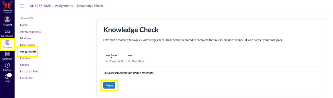 What is a Knowledge Check and how do I complete it?