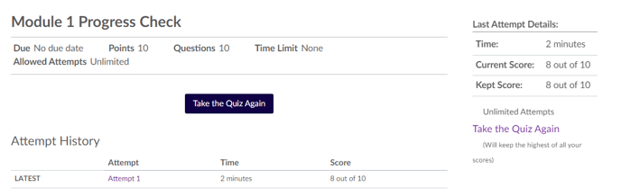 FT Module Progress Check Score