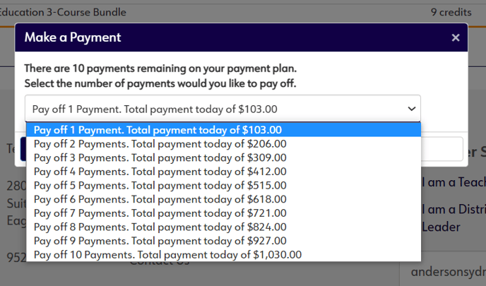 Payment Dropdown