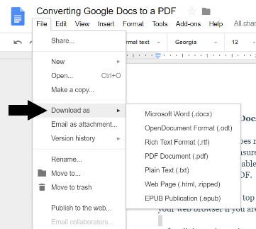 Google Docs - Download As