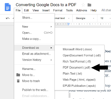 Google Docs - Save as PDF