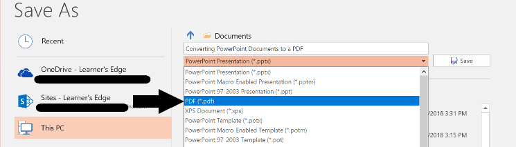PowerPoint - Save as PDF