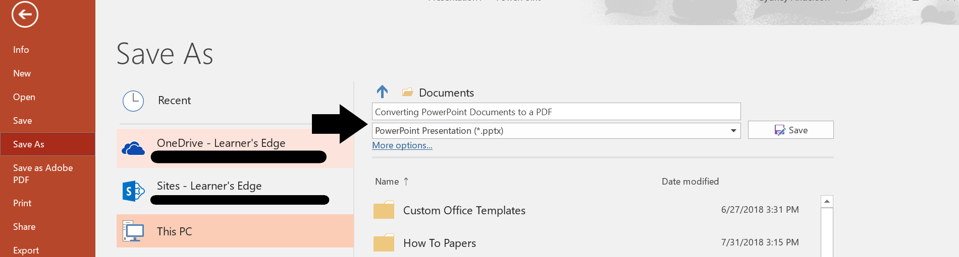 PowerPoint - Save as PPT
